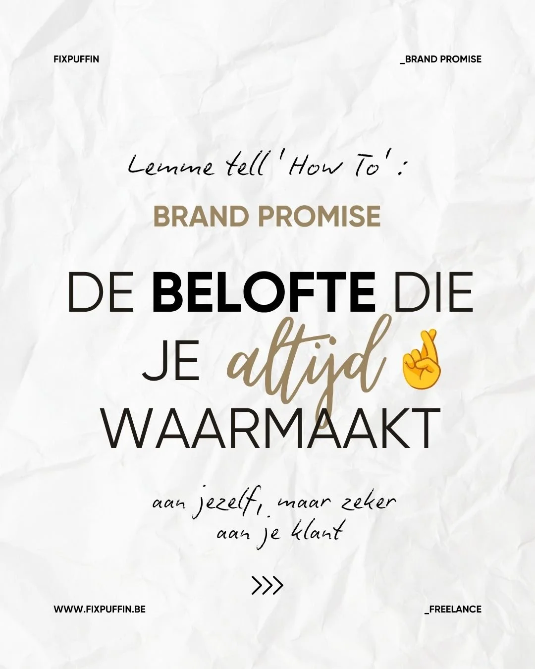 Doe jij een pinky beloofd met je broer of vriendin wanneer je een belofte maakt? Wat gebeurt er als je die pinky promise verbreekt? Exact dat... trust issues. Ook met jouw merk is het o'zo belangrijk dat je de brand promise &eacute;cht aanziet als ee