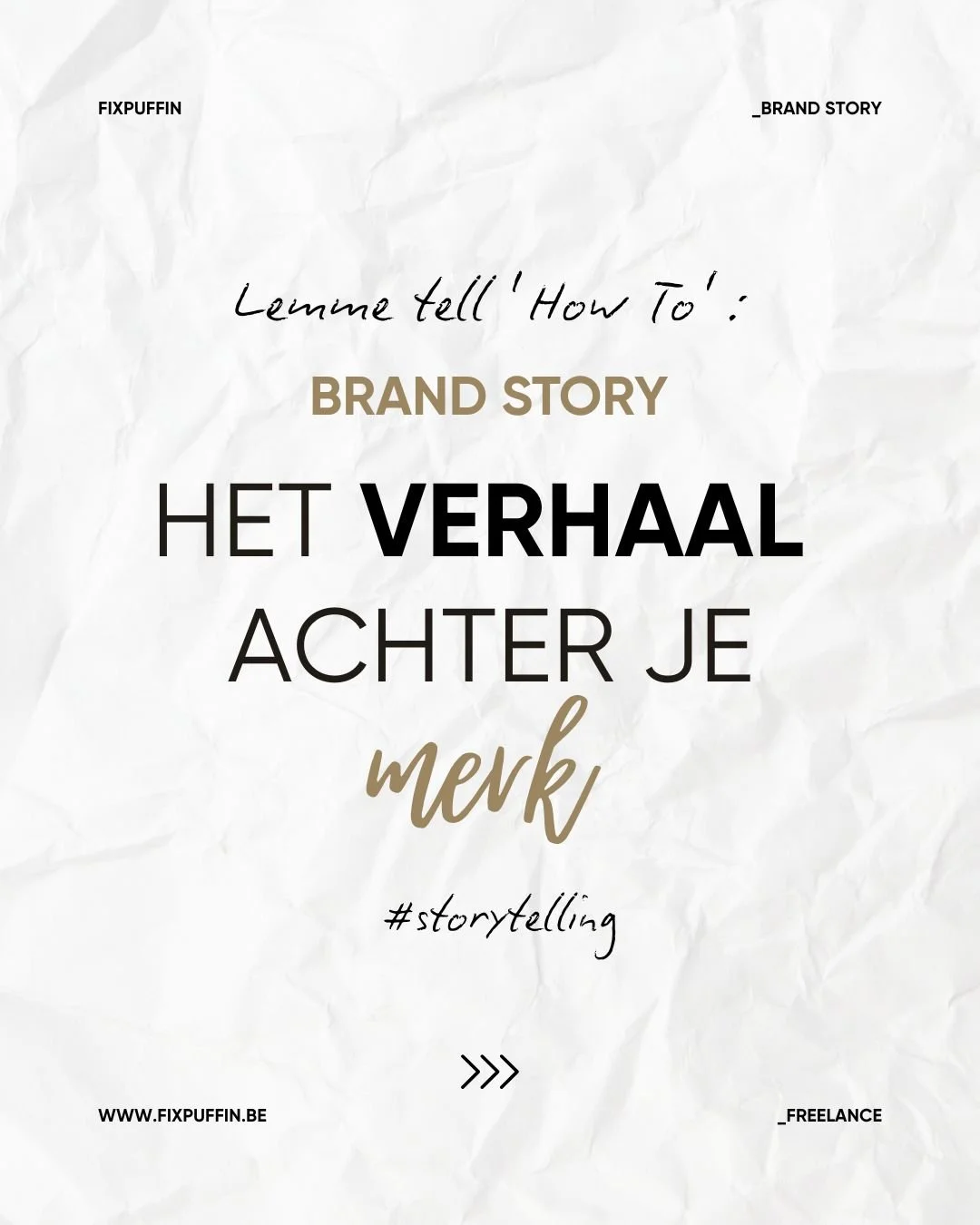 Misschien wel &eacute;&eacute;n van de belangrijkste onderdelen van je merk: jouw merkverhaal. Het spreekt voor zich dat elk merk een betekenis heeft, maar dat verhaal is je houvast. Je zal dit niet elke keer gebruiken bij een nieuwe klant of in je p