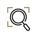 Magnifying glass icon with a circular lens and handle