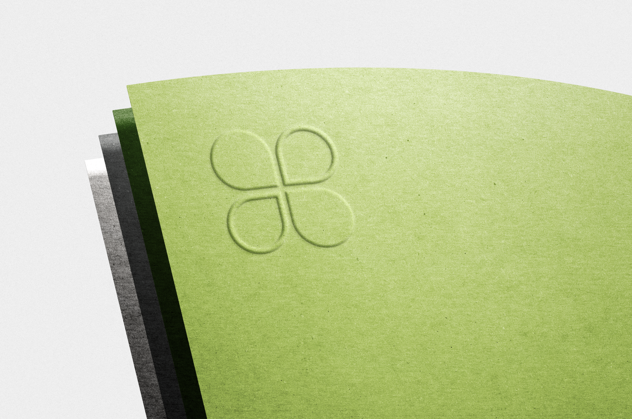 green paper with embossing print