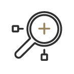 Magnifying glass icon with measurement points