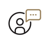 Icon of a person's head with a speech bubble