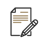 Icon of a document with a pencil, representing writing or editing