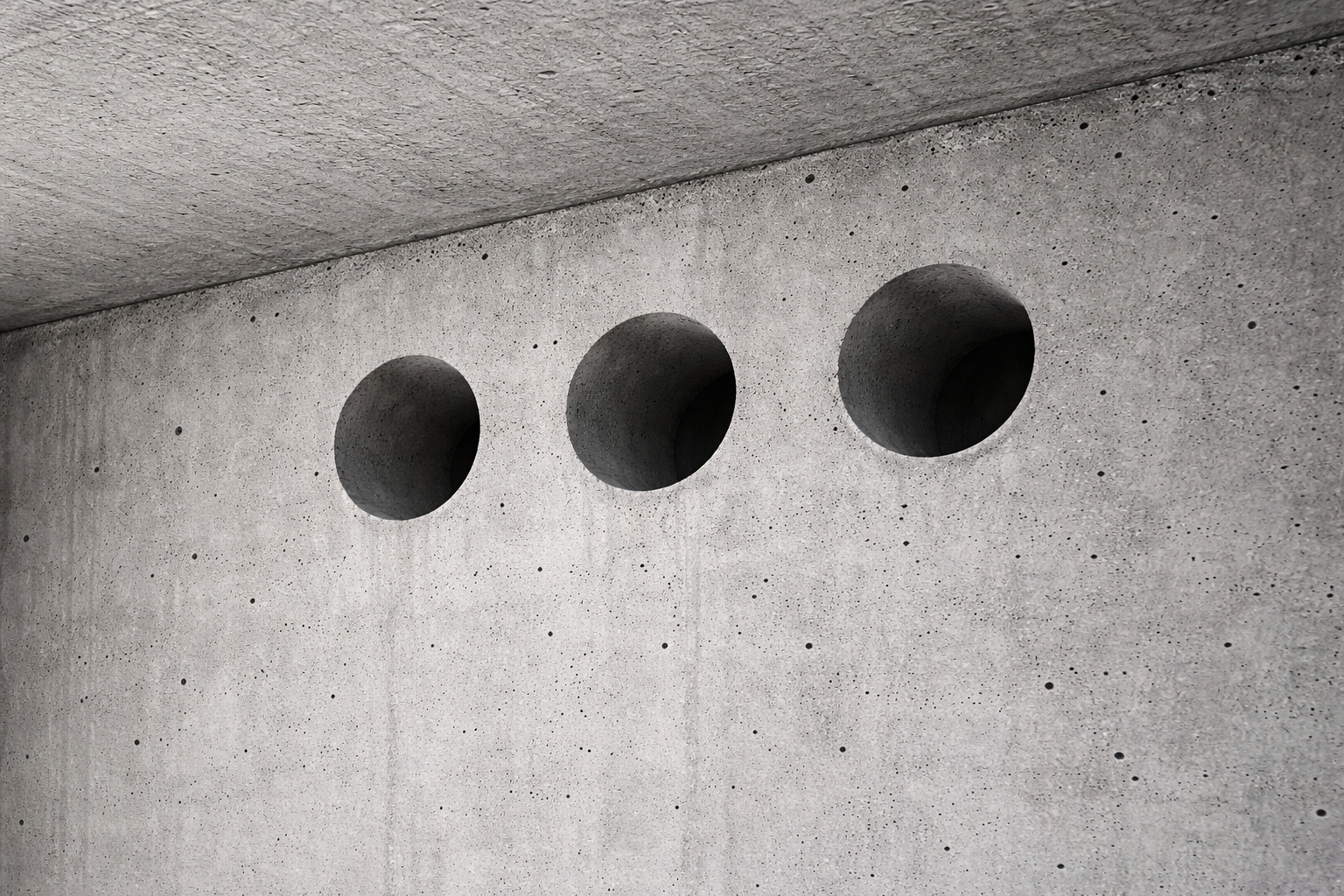 Tre Ø200 mm diamantboringer i 250 mm beton til sprinkler og brandsikring.