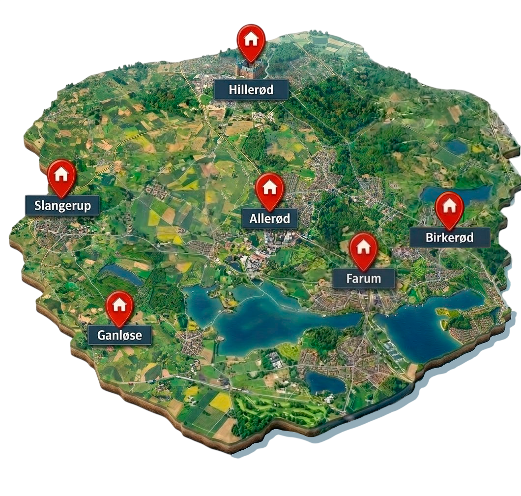 Serviceområde for diamantboring i Allerød, Birkerød, Farum, Lynge og Lillerød i Nordsjælland