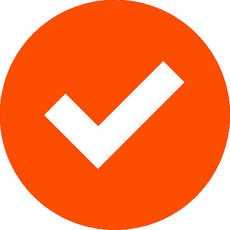 Hvid tjekmark på orange baggrund