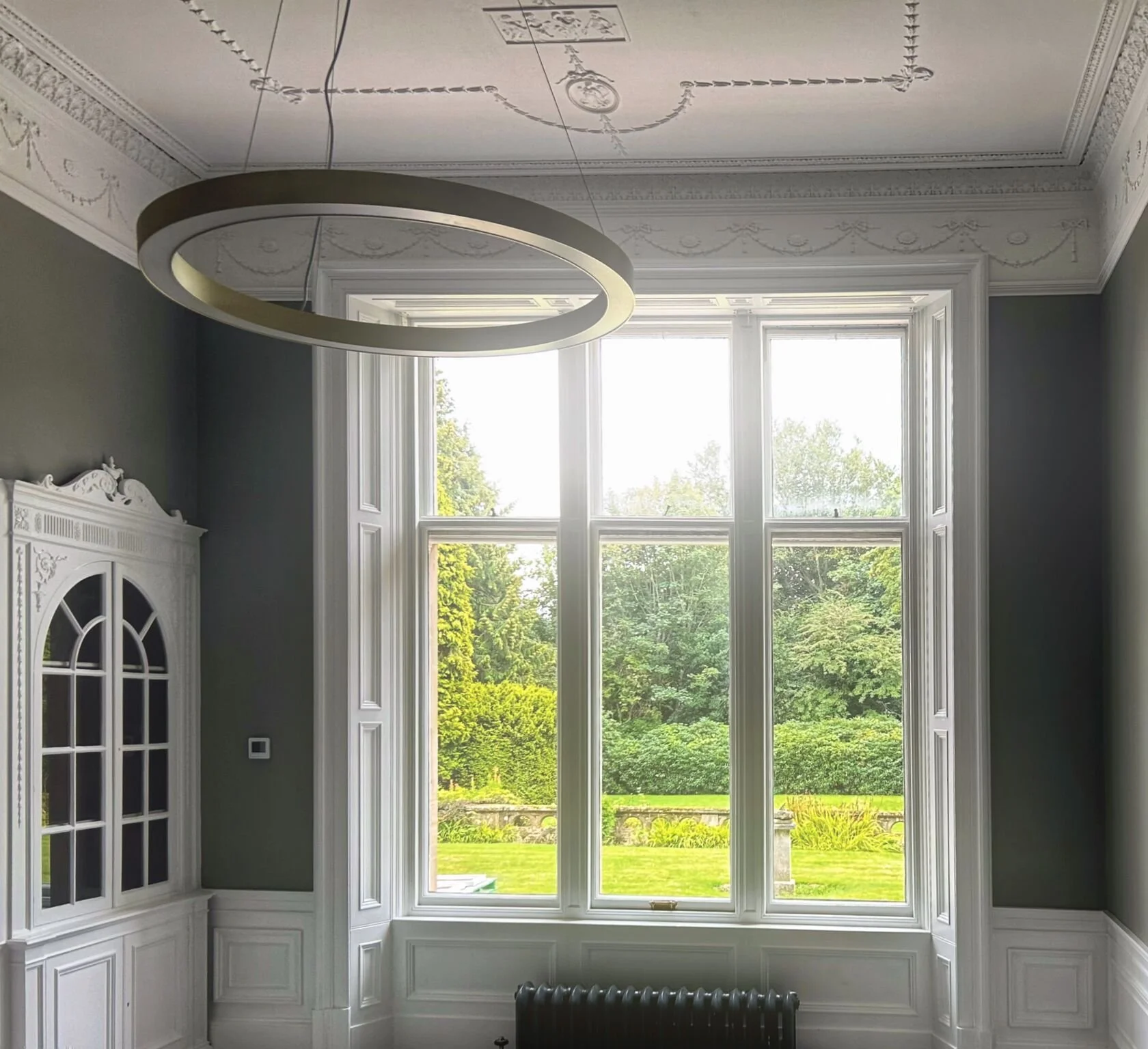 Interior of an 3 person private office at northwood house 1800 dundee , broughty ferry  garden view with period features