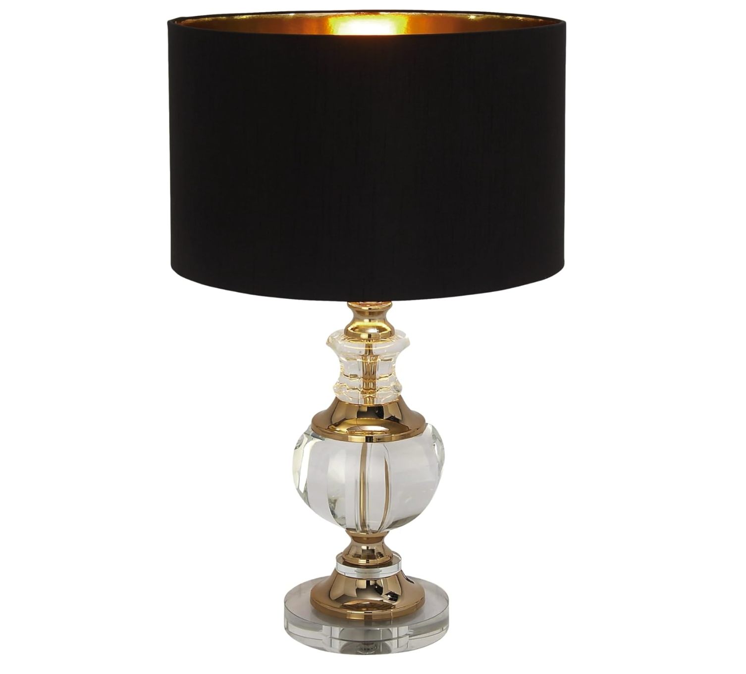 Deco 79 Crystal Room Table Lamp Accent Lamp with Gold Accents, Lamp 14" x 14" x 24", Black
