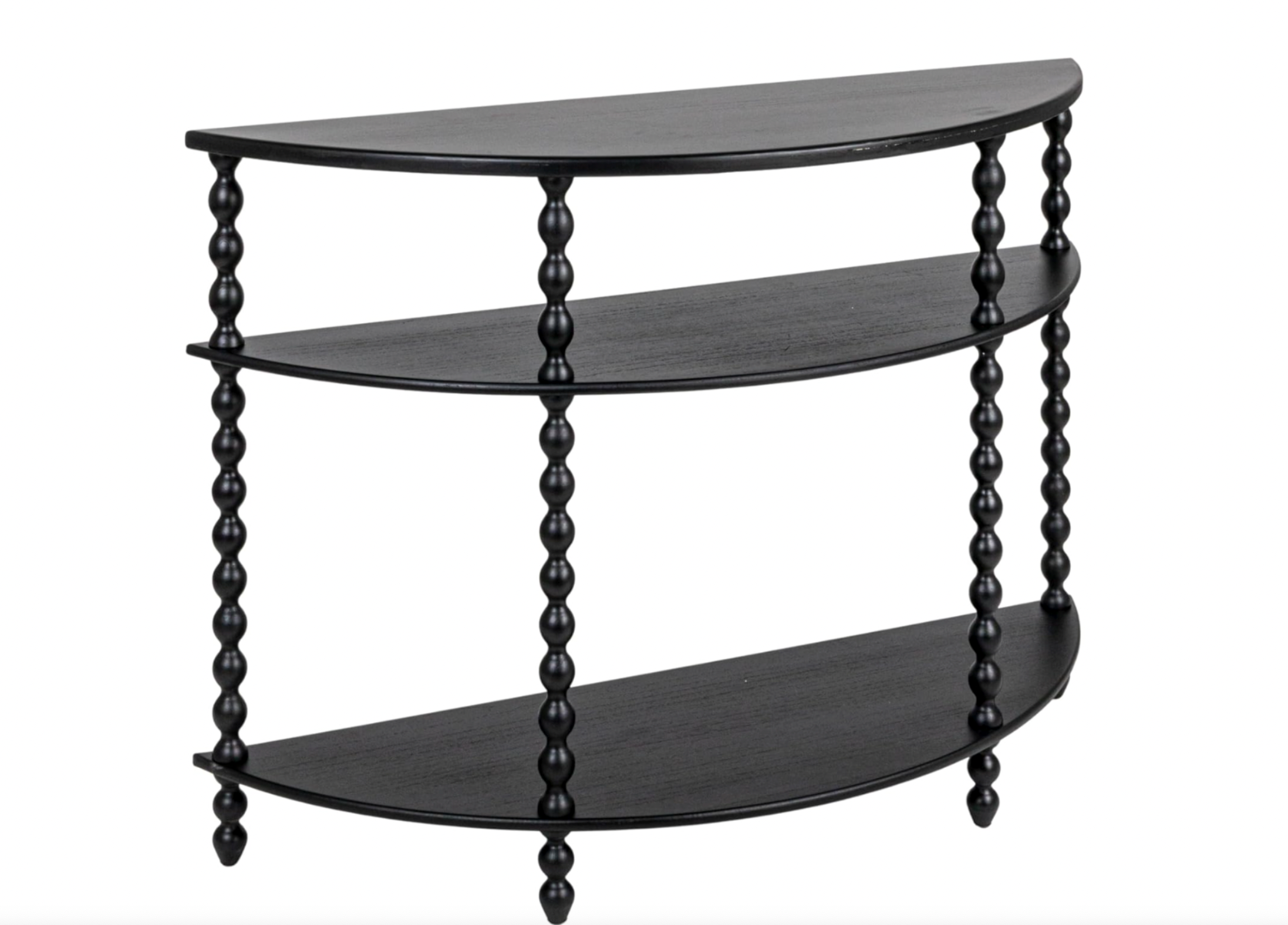 Creative Co-Op 3-Tier Curved Accent Table with Beveled Shelves and Doweled Legs, Matte Black Finish