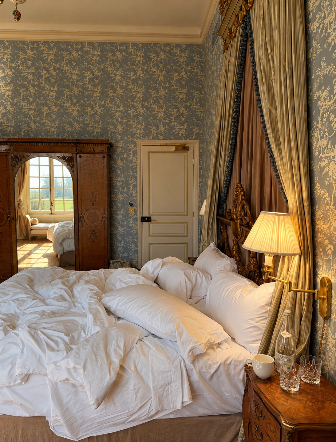 Luxe European Bedroom at Golden Hour.png