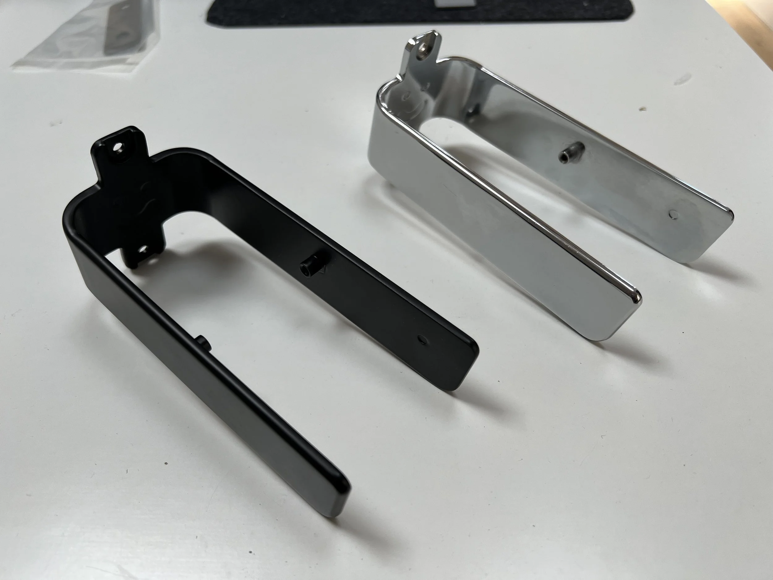 Frames with internal mounting hardware for leather