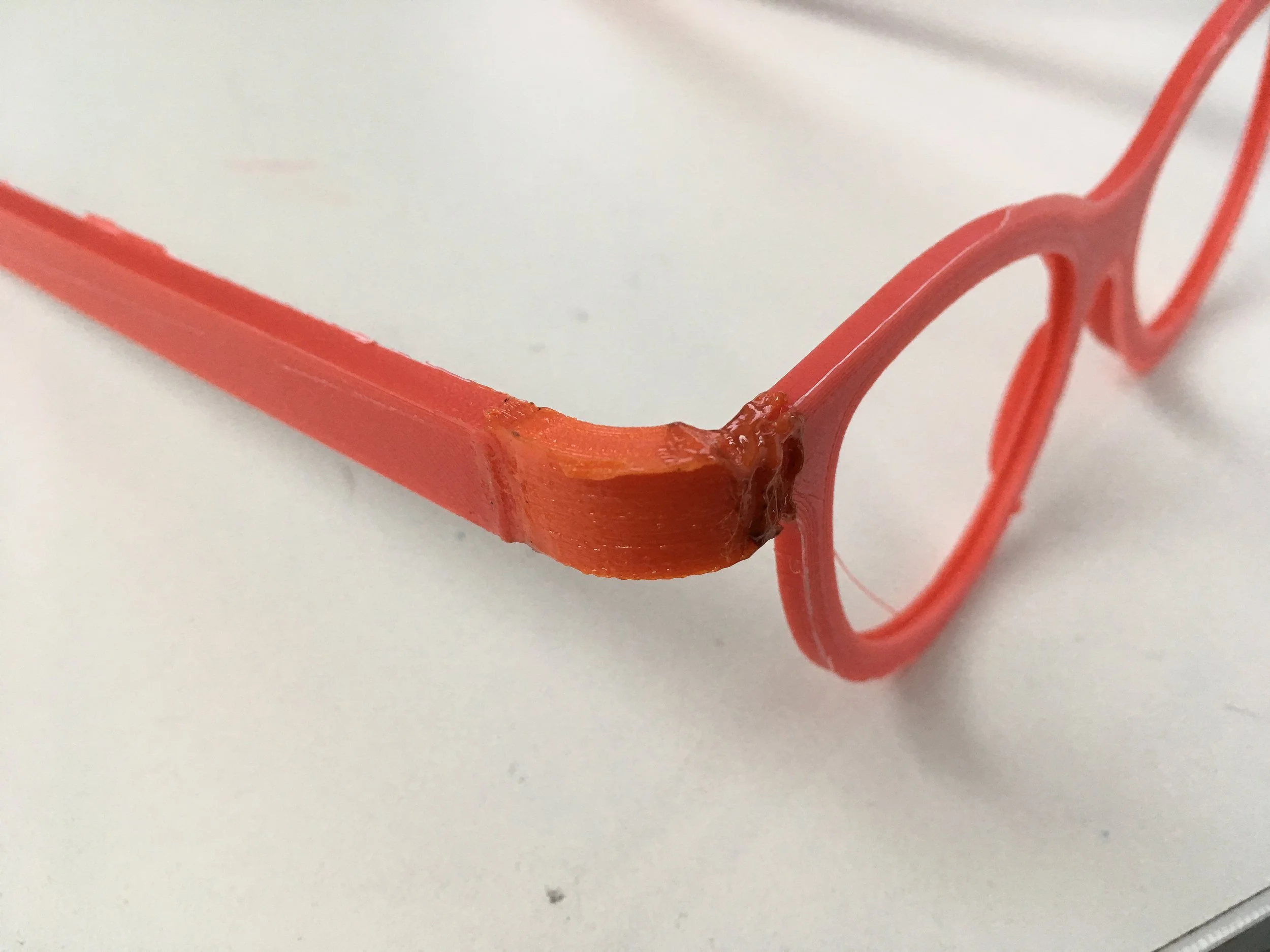 TPU flexible hinge prototype, heat-set into the frame