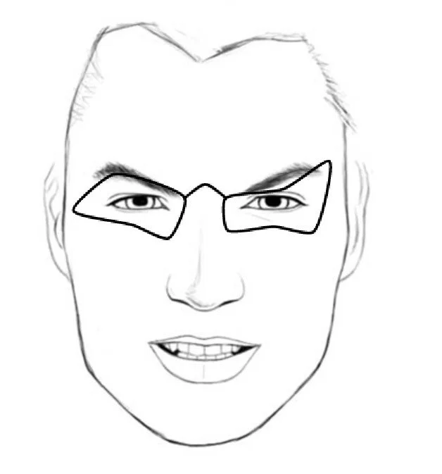 2D frame silhouette generated over a placeholder face reference