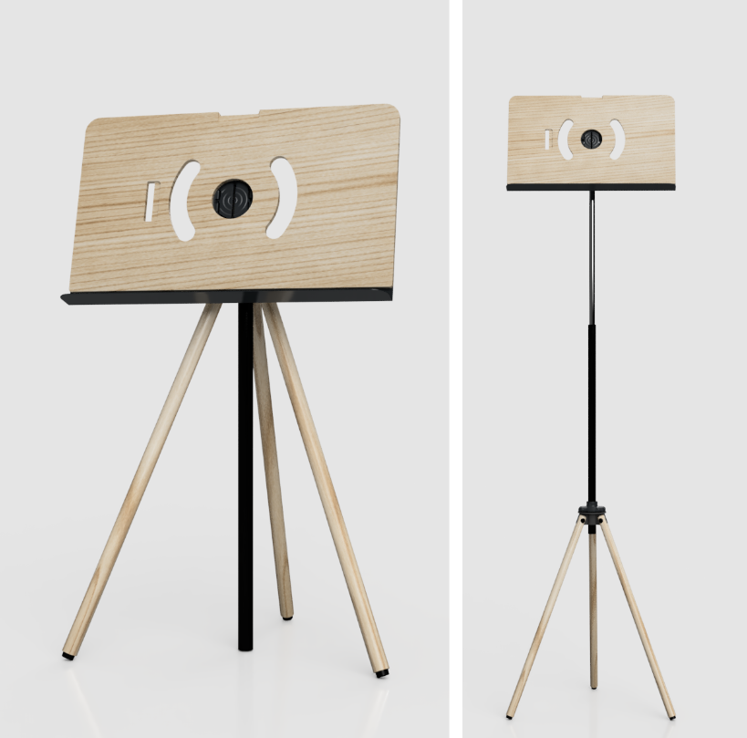 Render showing minimum and maximum height range - 20.5" seated to 63" concert height