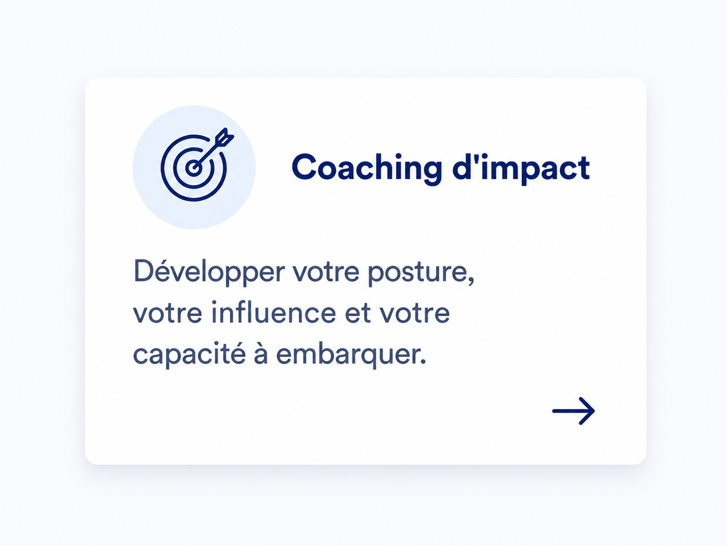 Une affiche présentant un programme de coaching d'impact pour développer sa posture, influence et capacité d'embarquement.