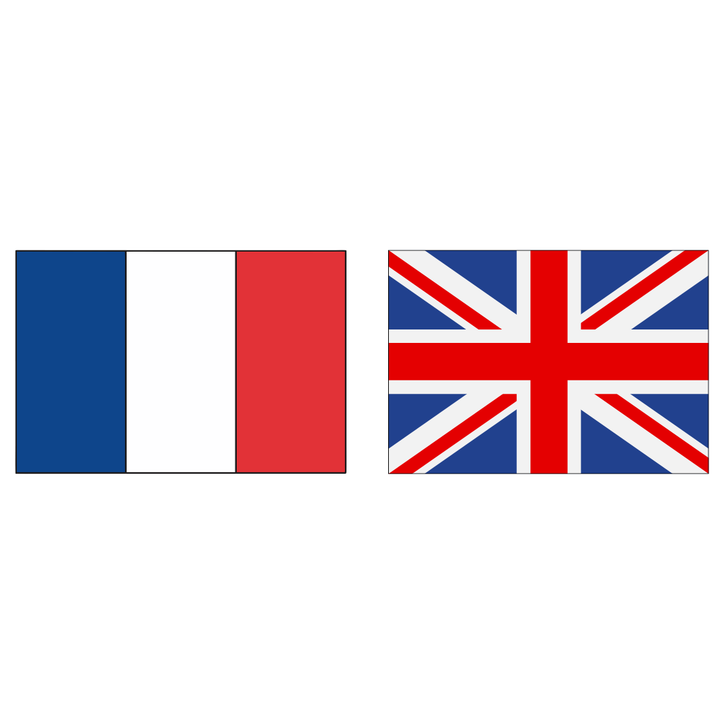 French and British flags side by side, with labels "France" and "United Kingdom" above them. Médecin généraliste Français à Dubaï / GP / French GP / French Doctor / French family medicine