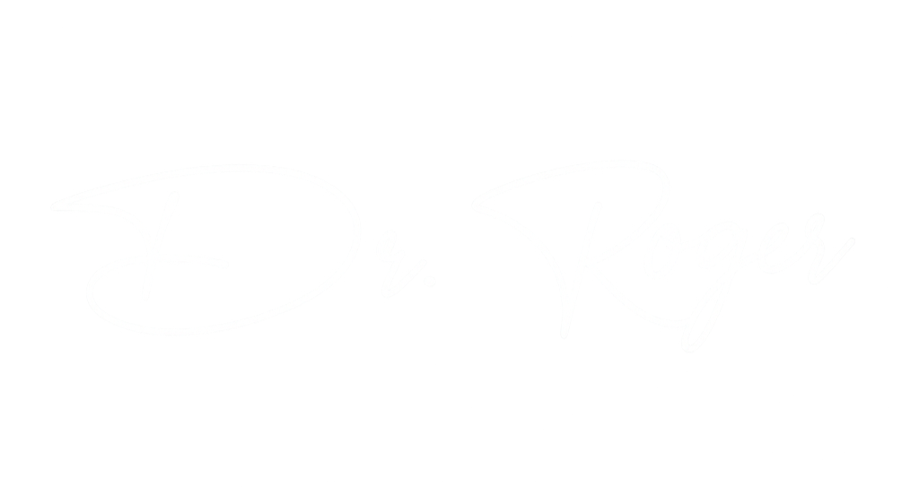 Signature of Dr. Roger in white cursive on black background. Médecin généraliste Francais à dubai / GP / Family medicine consutlant / Sport medicine