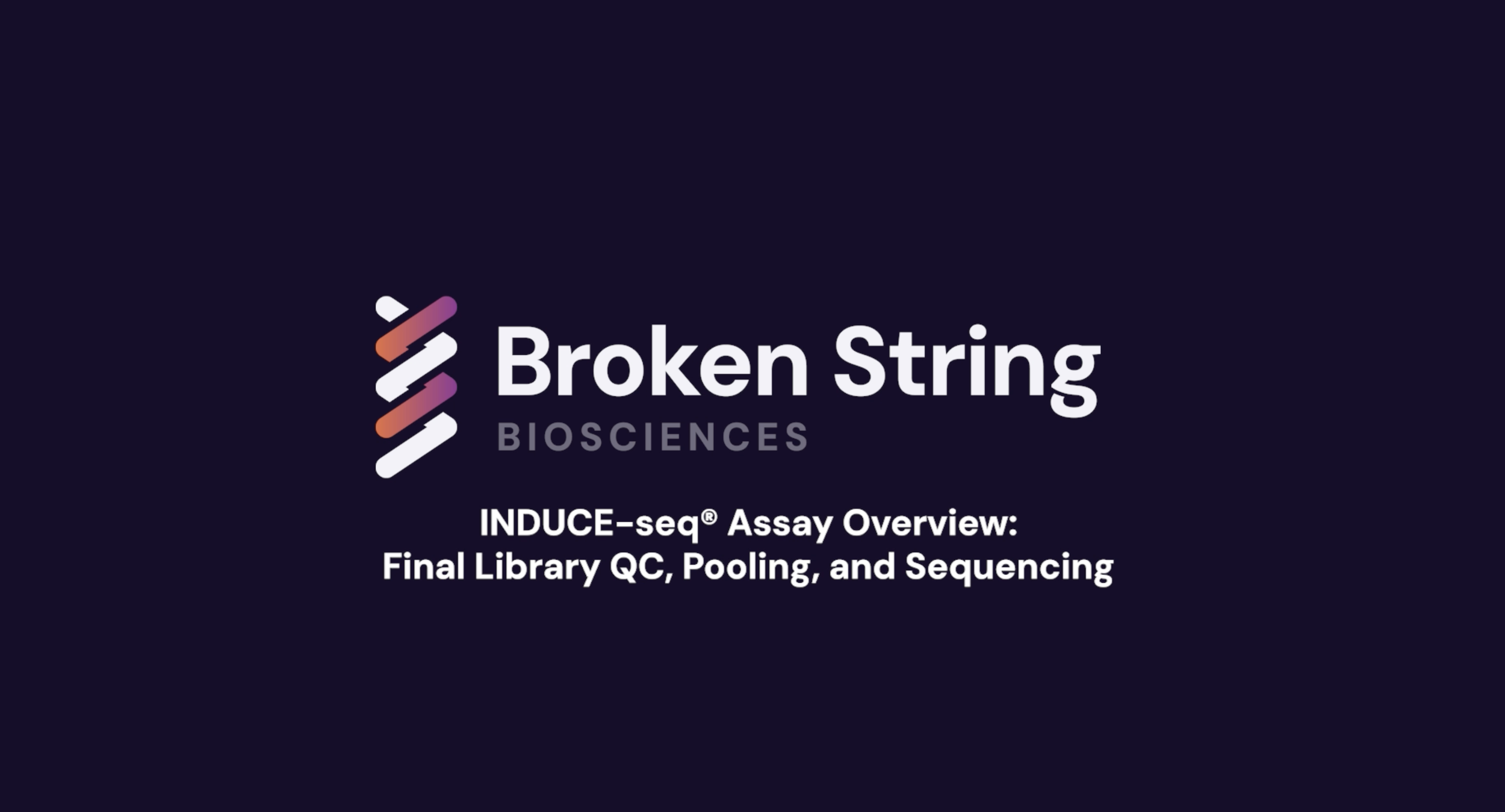 Title slide for ���Ҵ�ý' presentation on INDUCE-seq assay overview, including final library QC, pooling, and sequencing.