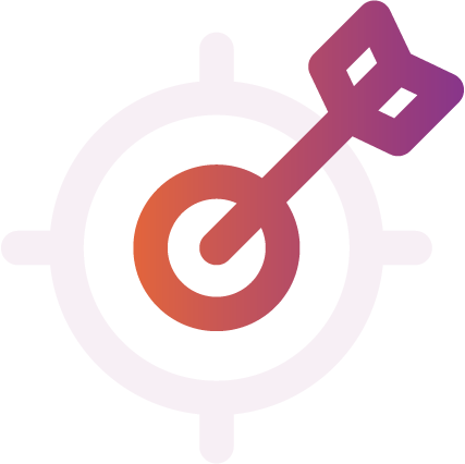 Abstract graphic with geometric shapes in purple, orange, and white.