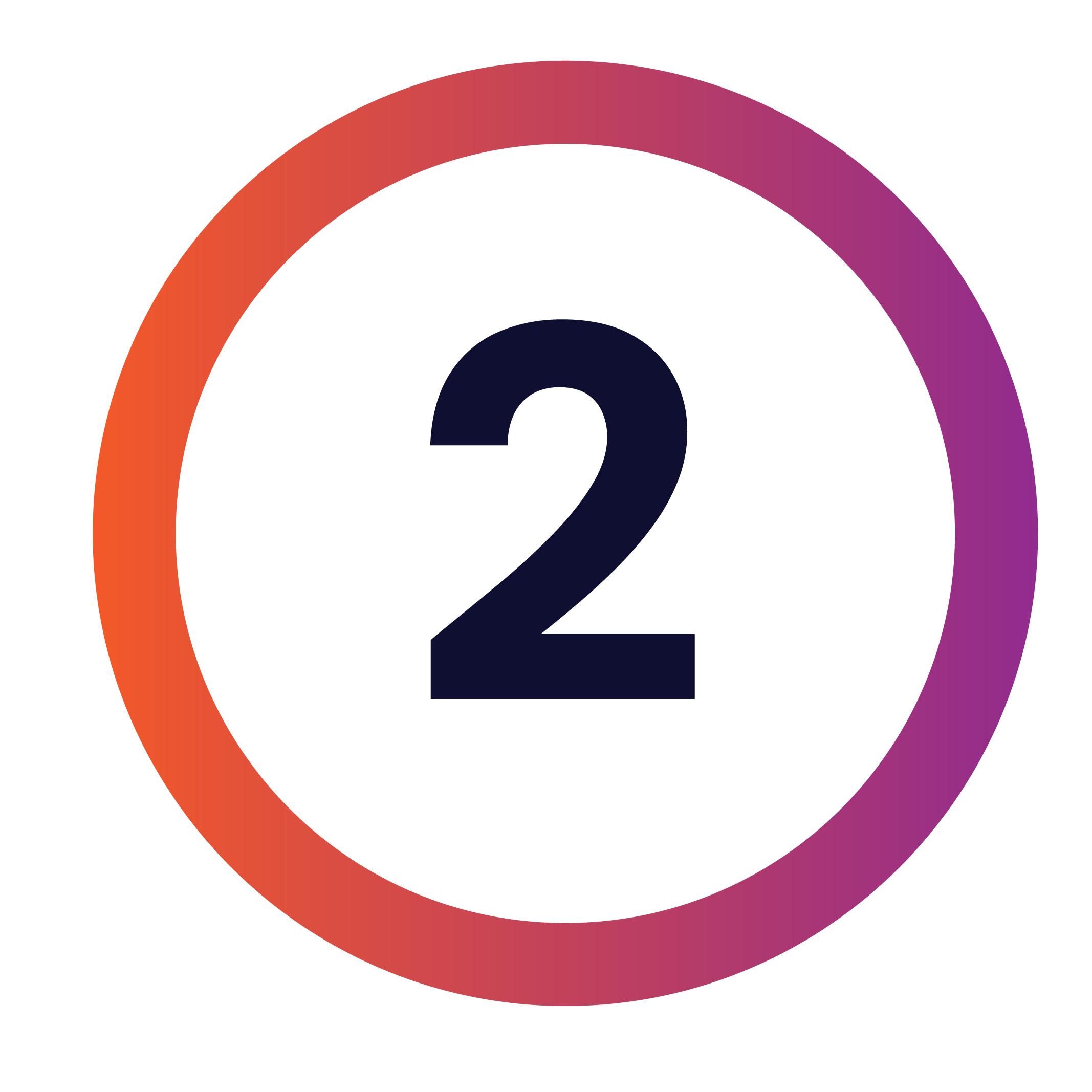 Gradient icon with number 2 inside the circle