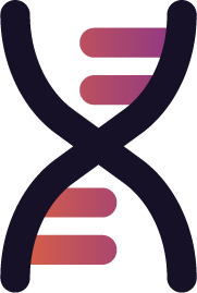 Stylized DNA double helix illustration with pink and purple strands.