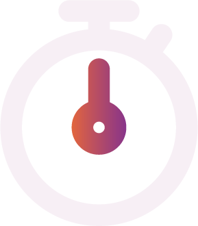 A stopwatch with purple to orange gradient hands.