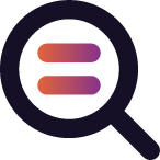 Magnifying glass icon with three horizontal sliders inside.