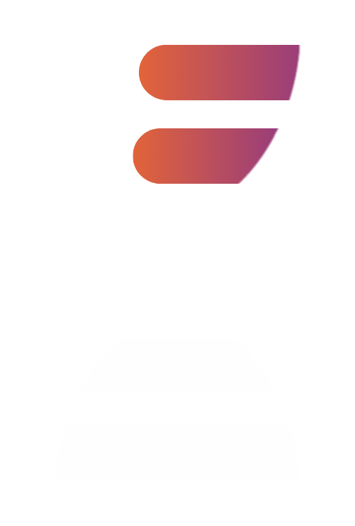 Colorful stylized lightning bolt logo with shades of purple, orange, and pink.