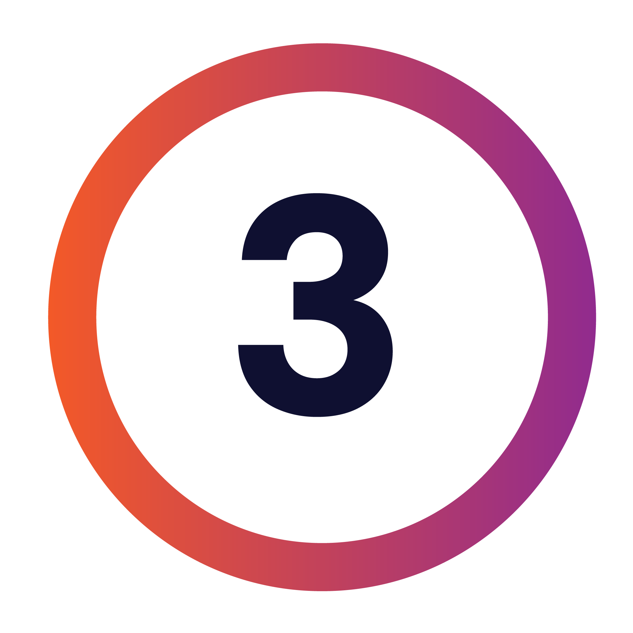 Gradient icon with number 3 inside the circle