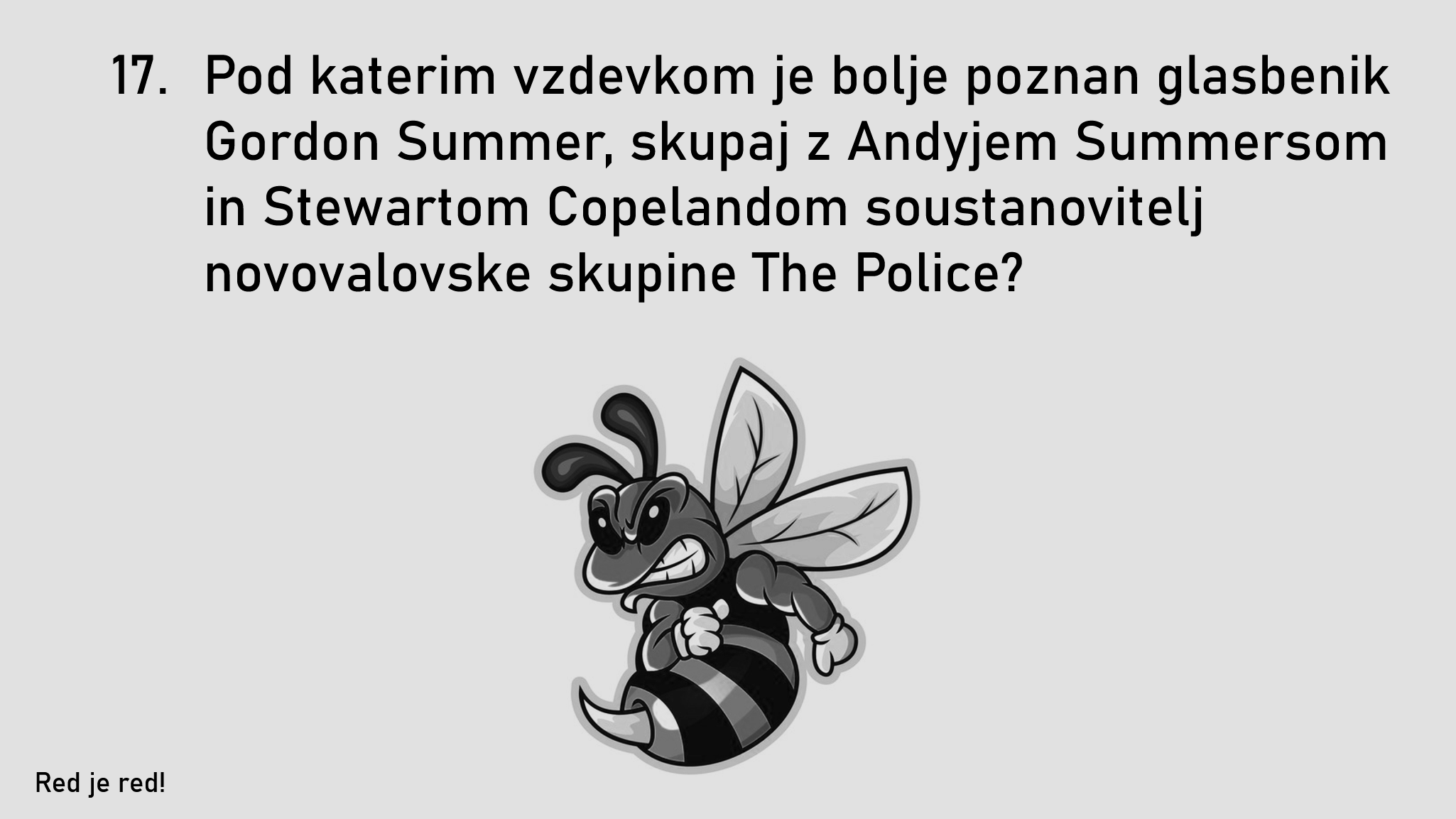 Black and white cartoon bee character showing anger with crossed arms, wide eyes, and an angry expression, set against a light gray background with text in a different language.