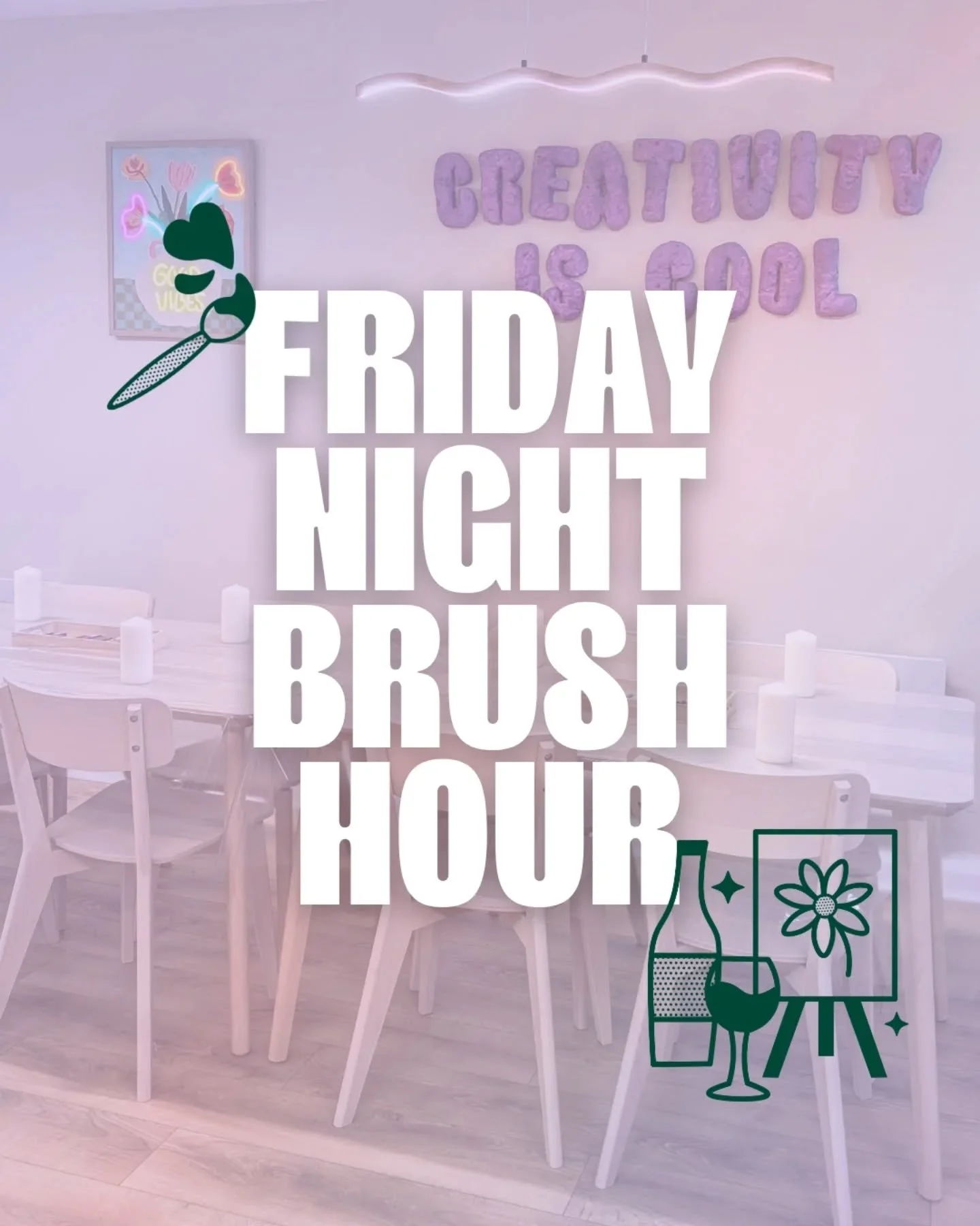 Need plans tonight? 🎨🍷

We're trialling something new at Brush &amp; Banter...

✨ Friday Night Brush Hour ✨

Book a table for your own paint &amp; sip experience.

🖌 &pound;28 per person

Choose from: 
Highland Cow
Coffee Cup
Mussenden Temple 
Gui