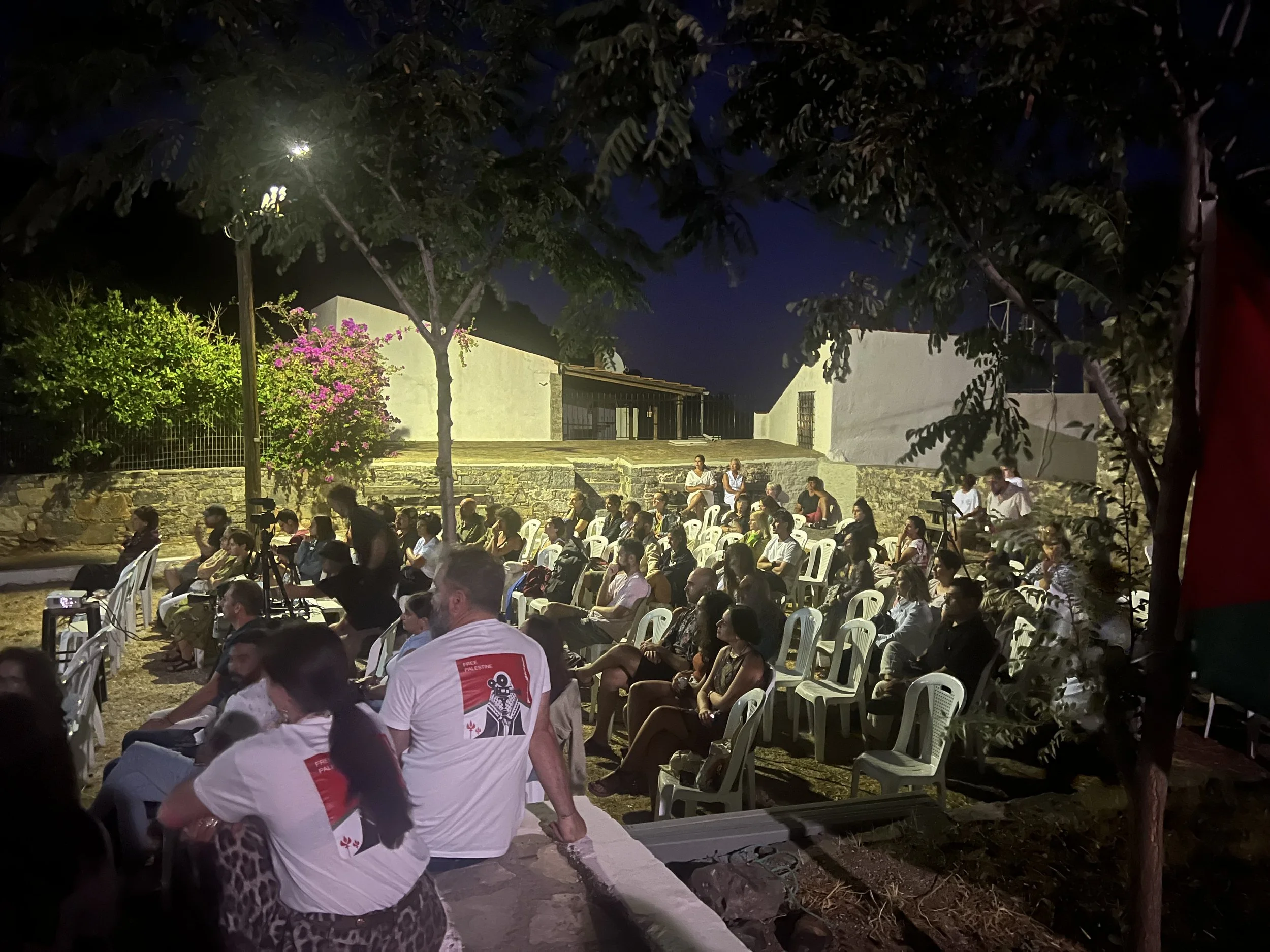 The Palestinian Independent film festival 1st edition in Agios Nikoloas Crete. Outdoor screening Palestinian films, Documentary and short films. 