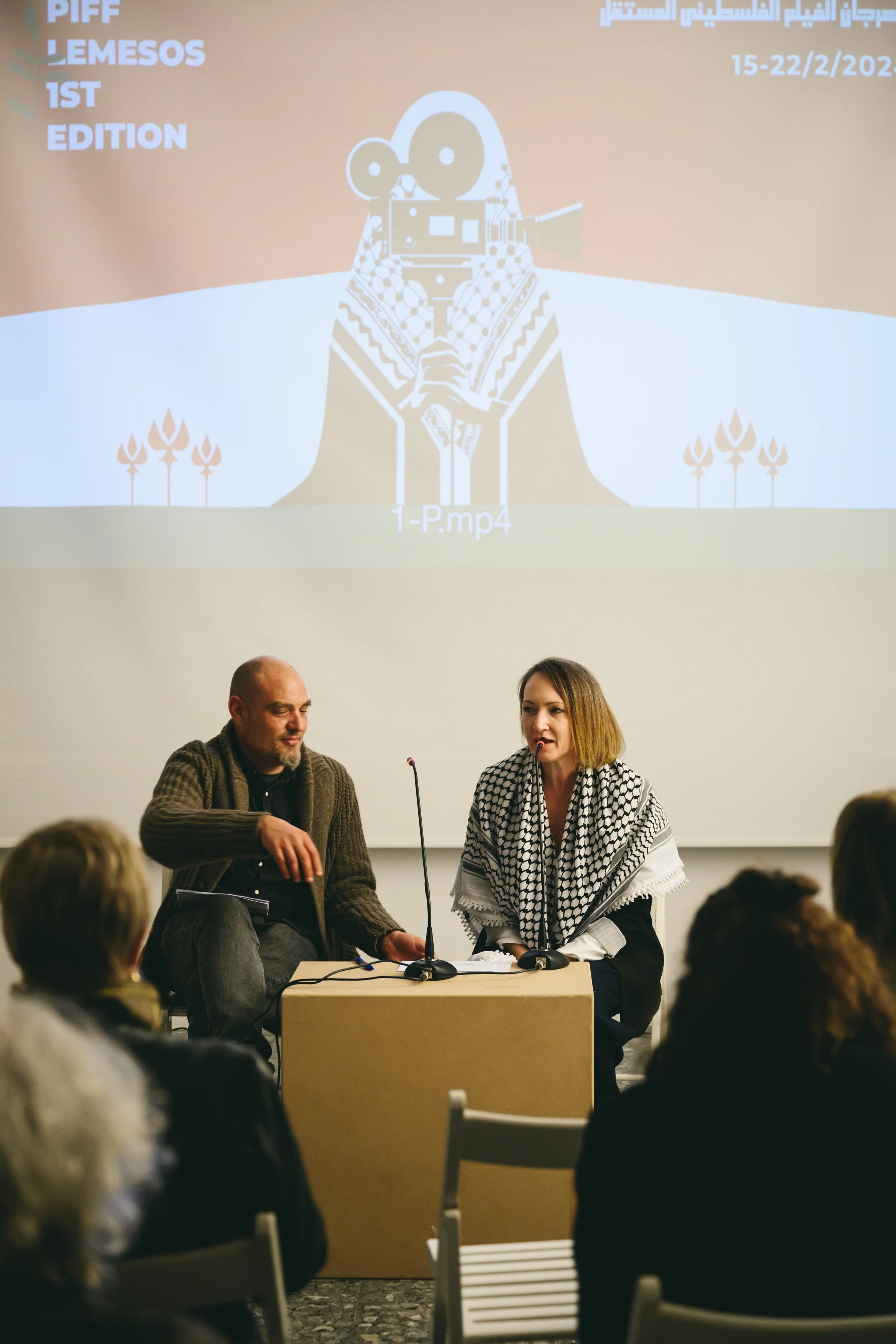 Post-screening discussion during the Palestinian Independent Film Festival