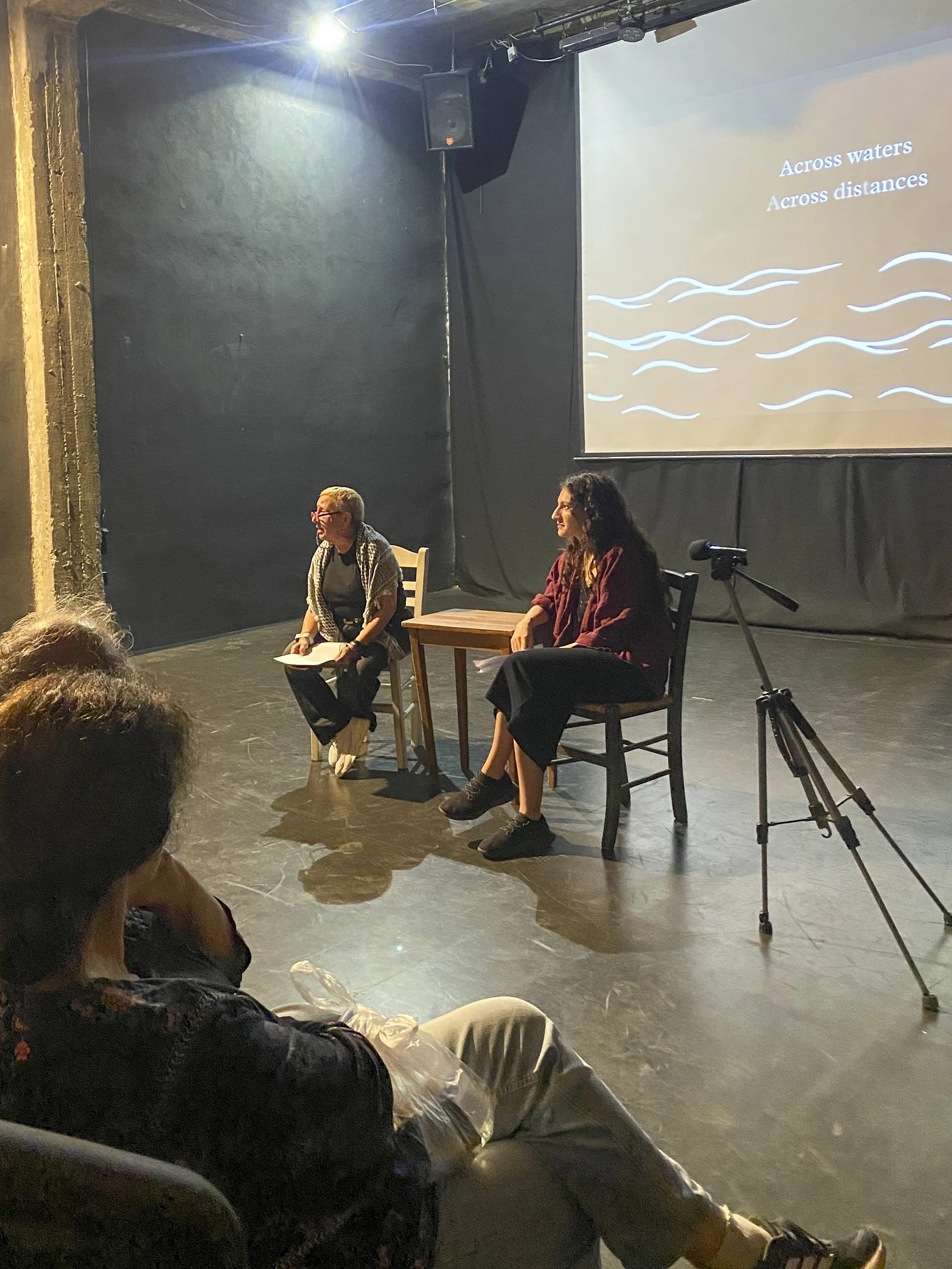 FILM FESTIVAL Q&A discussion Loucia Dimitrou Ketit Papadema filmmaker talking about trauma synergeio theatre Limassol 3rd edition Palestine on screen