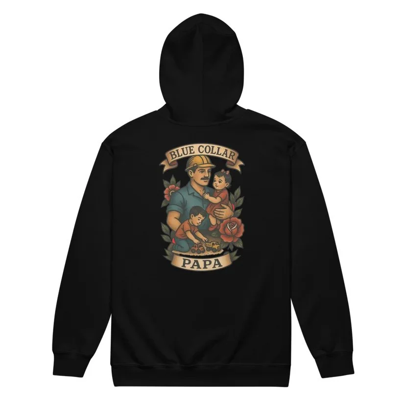 Blue Collar Papa Zip-Up Hoodie