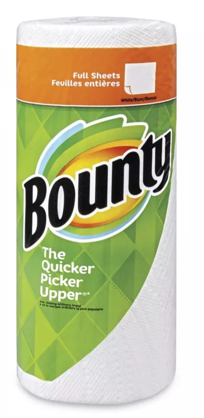 Professional-grade Bounty paper towels used by Elite Southern Turnovers to ensure a streak-free, high-quality finish on all kitchen and bathroom surfaces.