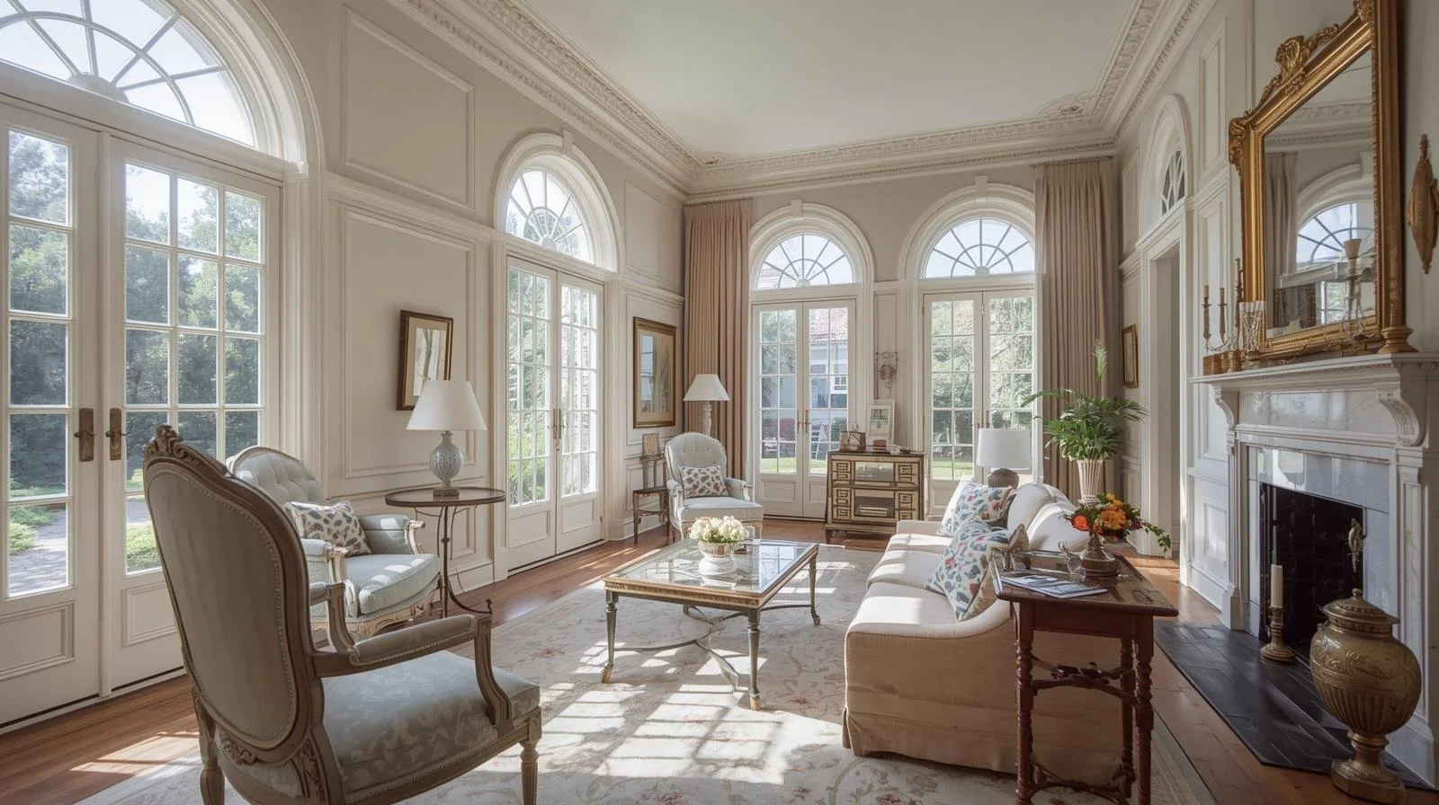 Luxury living room cleaning and staging for Airbnb turnovers in Charleston SC creating a 5-star guest experience