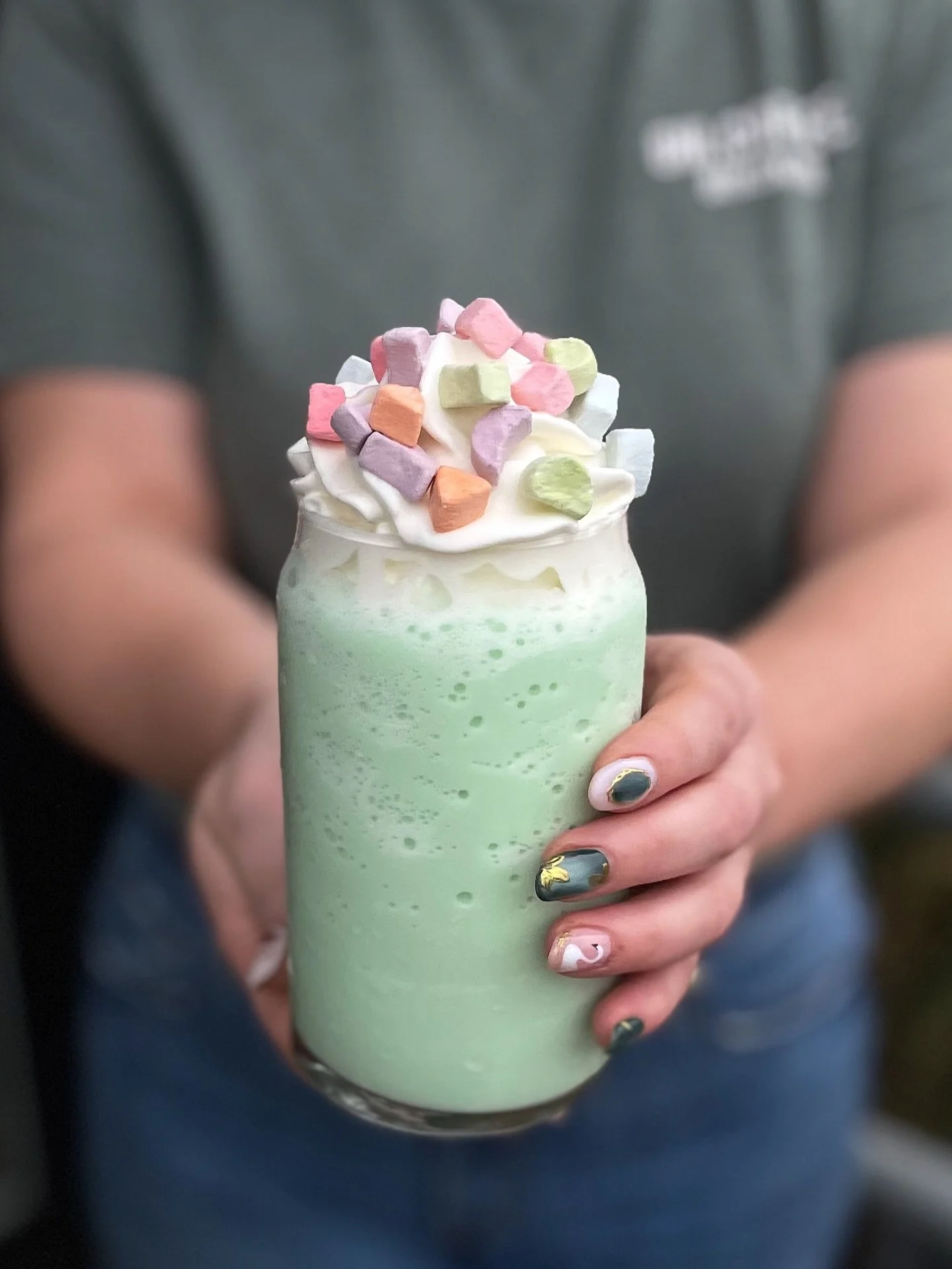 the &ldquo;Shamrock Shake&rdquo;🍀 is available this week!
The shake consists of white chocolate + green mint + half &amp; half + ice cream base. Blended together with ice and topped off with whipped cream and lucky charms marshmallows😋

#stpatricks