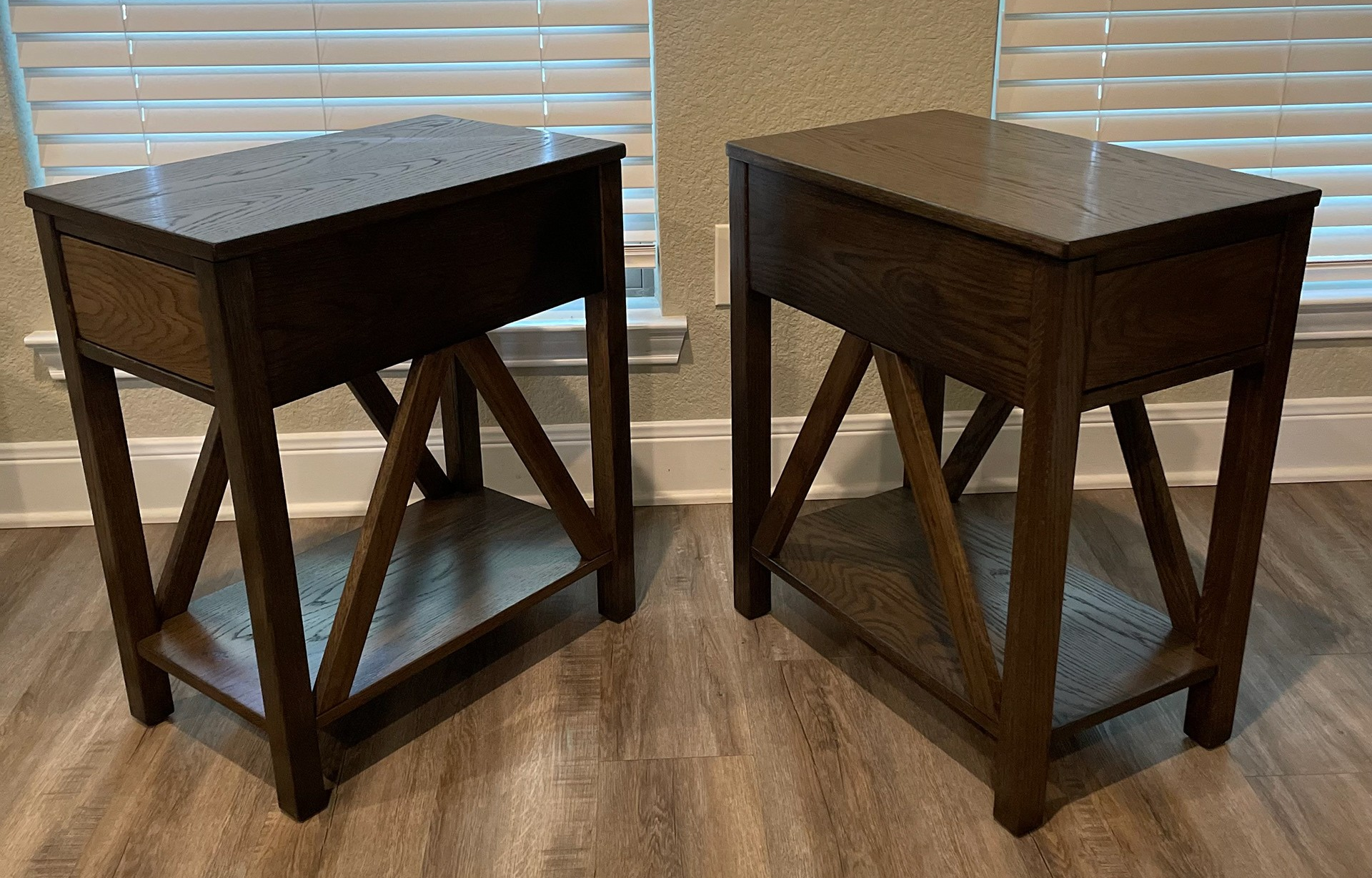 Solid white oak end tables