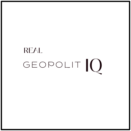 Text that reads "Real GeopolitiQ" with 'IQ' stylized as a large letter.
