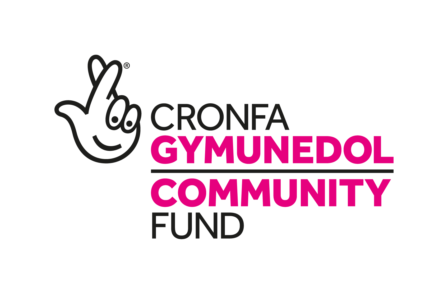 Welsh-English bilingual logo for the National Lottery Community Fund on a white background.