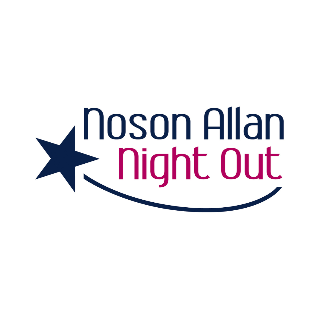 Welsh-English bilingual logo for the Noson Allan / Night Out scheme on a white background.