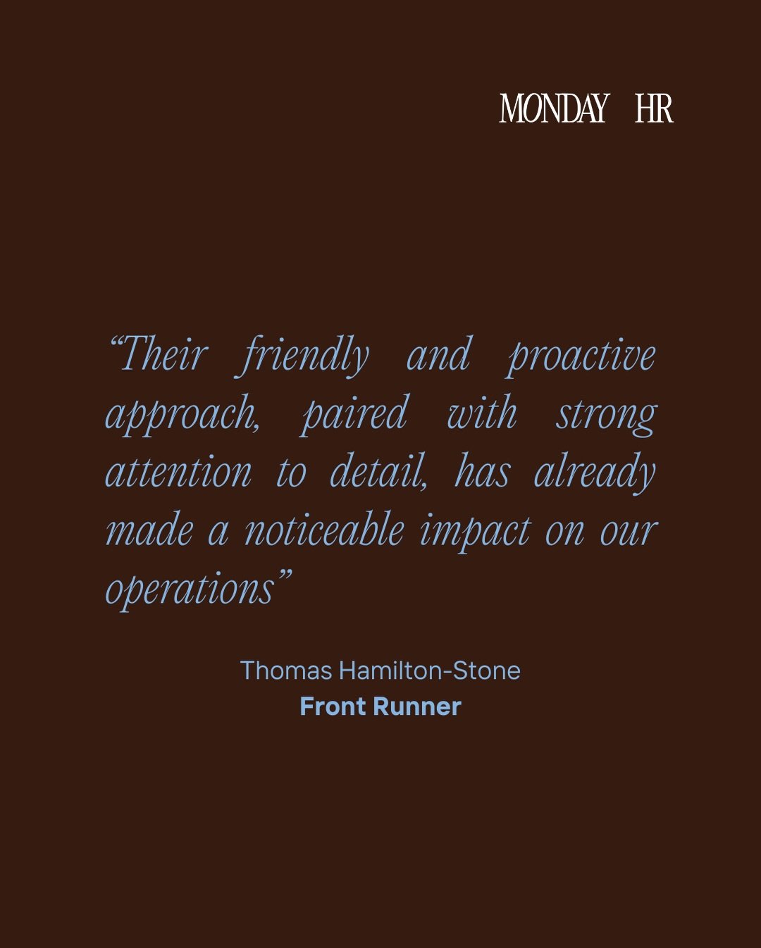 Client testimonial 🔥

Working with @frontrunneravl has been a great experience, helping them building some strong HR foundations to set them up for the future. 

#hrconsultant#hrperthclienttestimony