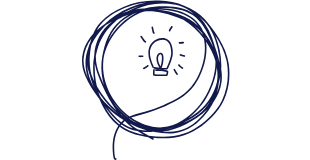 A light bulb icon inside a circular outline on a black background.