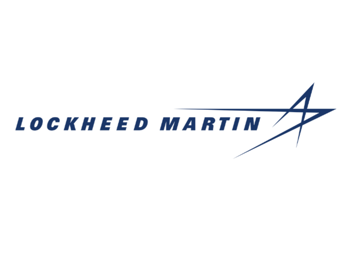Lockheed Martin logo with text in dark blue and a stylized star or arrow design.
