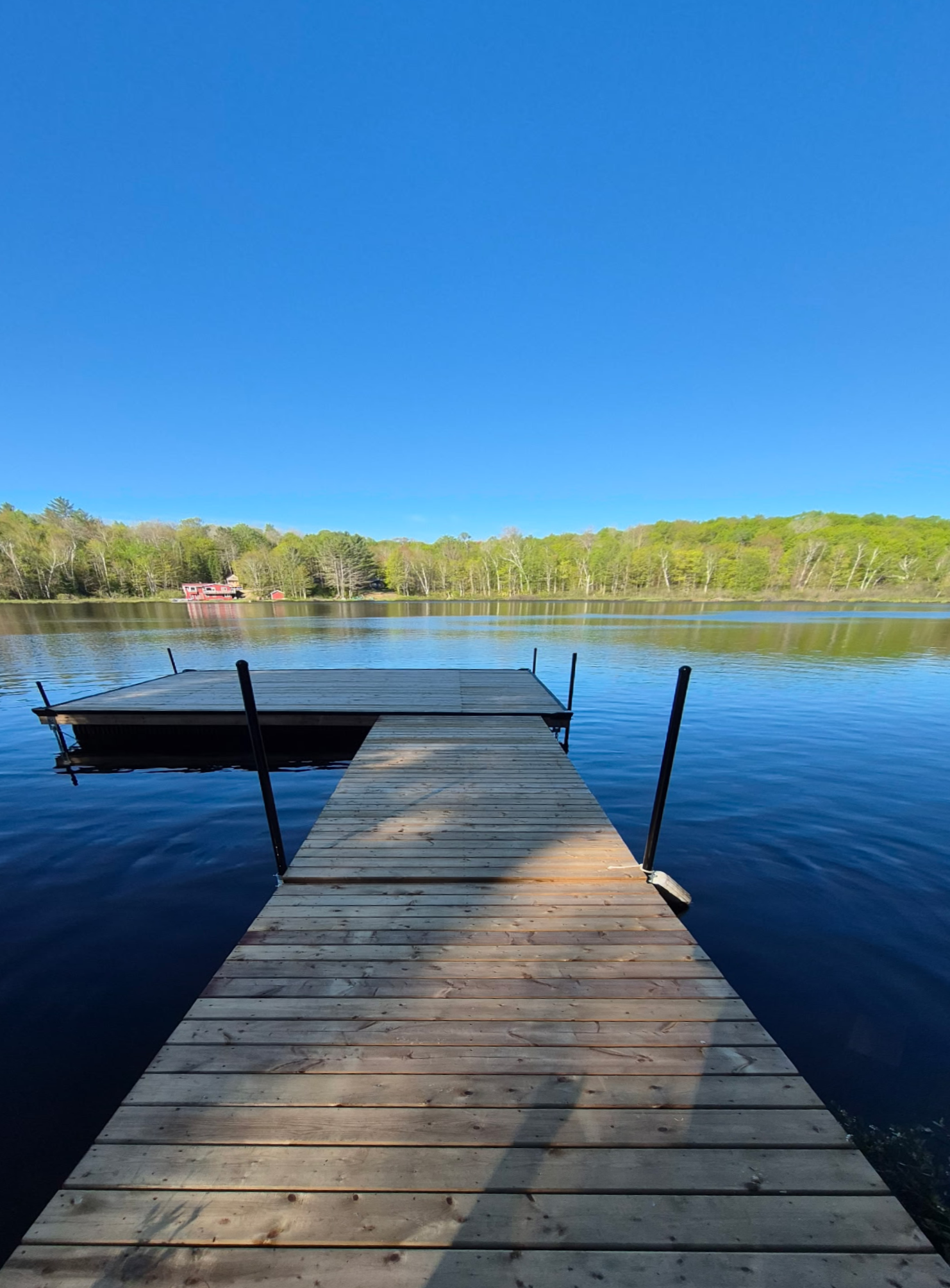 A custom floating dock on Lake of Bays