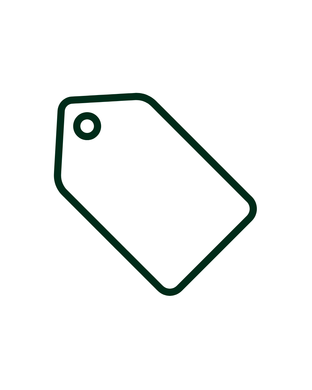 Outline of a price tag or tag label on a black background.