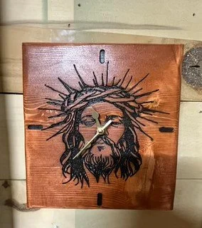 Custom Hand-Carved Jesus-Inspired Clock