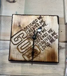 Custom Hand-Carved God Designed Me Clock
