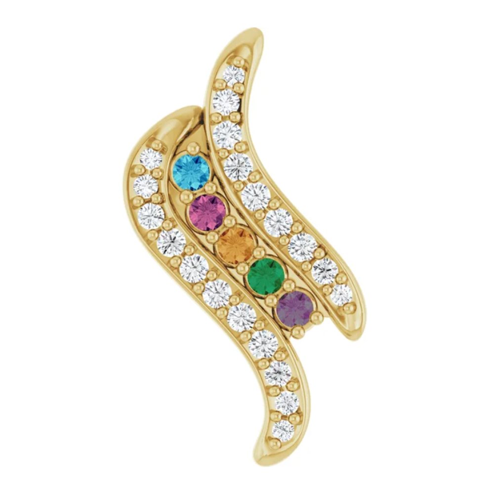 Gold-tone hairpin with multicolored gemstones and clear rhinestones